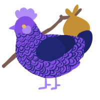 A blurple and navy chicken with a double-lace pattern