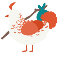 A white and vermilion chicken with a half-lace pattern