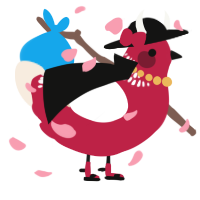 A crimson and cream chicken with a neck-band pattern