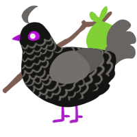 A black and grey chicken with a lace pattern