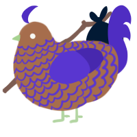 A brown and indigo chicken with a lace pattern