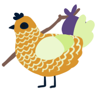 A orange and apple chicken with a lace pattern