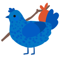 A sapphire and ultramarine chicken with a speckle pattern
