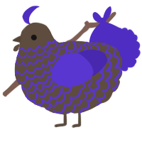 A bark and indigo chicken with a lace pattern