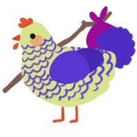 A lemon and indigo chicken with a lace pattern