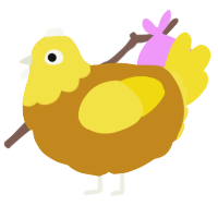 A ochre and yellow chicken with a head pattern