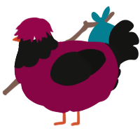 A maroon and black chicken with a head pattern