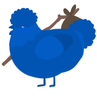 A ultramarine chicken with a head pattern