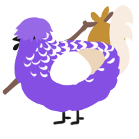 A blurple and cream chicken with a half-lace pattern