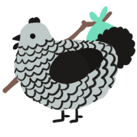 A silver and sable chicken with a lace pattern
