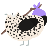 A cream and sable chicken with a speckle pattern