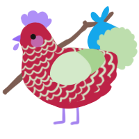 A crimson and gluppy chicken with a lace pattern