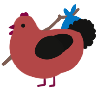 A red and black chicken