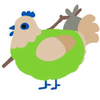 A grass and beige chicken with a head pattern