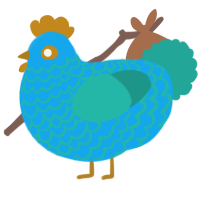 A sky and turquoise chicken with a lace pattern