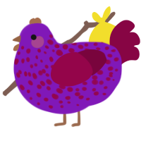 A violet and maroon chicken with a speckle pattern