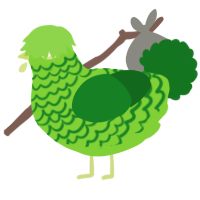 A grass and leaf chicken with a lace pattern