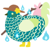 A teal and apple chicken with a lace pattern