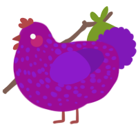 A plum and violet chicken with a speckle pattern
