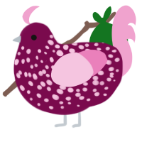 A wine and pink chicken with a speckle pattern