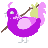 Amethyst, a amethyst and lavender chicken with a neck-speckle pattern