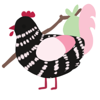 A sable and rose chicken with a bar pattern