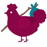A maroon chicken with a lace pattern