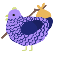 A lilac and navy chicken with a lace pattern
