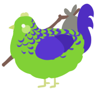 A grass and indigo chicken with a half-lace pattern