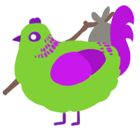 A grass and amethyst chicken with a neck-band pattern