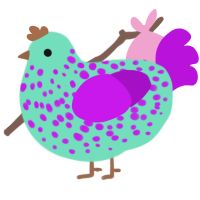 Eggy the Second, a mint and amethyst chicken with a speckle pattern