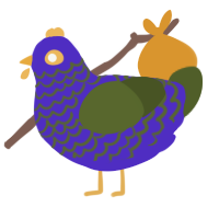 A indigo and olive chicken with a lace pattern