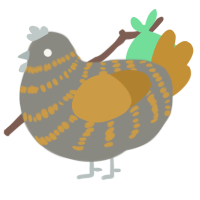 A ash and gold chicken with a bar pattern