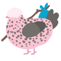 A rose and grey chicken with a speckle pattern