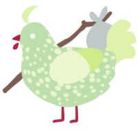 A gluppy and apple chicken with a speckle pattern