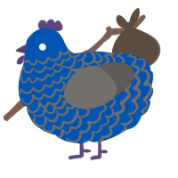 A ultramarine and grey chicken with a lace pattern