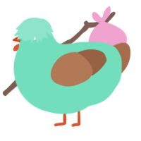 A mint and brown chicken
