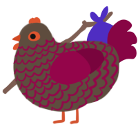 A bark and maroon chicken with a lace pattern
