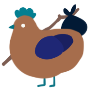 A brown and navy chicken