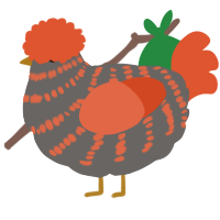 A grey and vermilion chicken with a bar pattern
