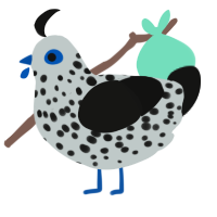 A silver and black chicken with a speckle pattern