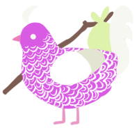 A orchid and white chicken with a double-lace pattern