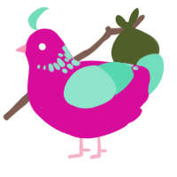 A fuchsia and mint chicken with a neck-speckle pattern