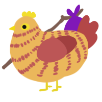 A honey and red chicken with a bar pattern