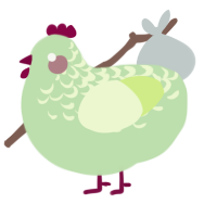 A gluppy and apple chicken with a half-lace pattern