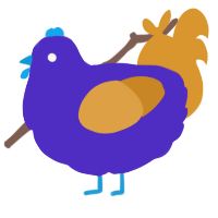 A indigo and orange chicken
