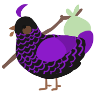 A sable and violet chicken with a lace pattern