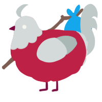 A crimson and silver chicken with a head pattern