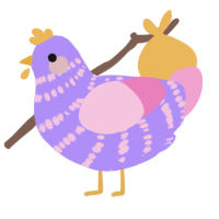 A lilac and pink chicken with a bar pattern