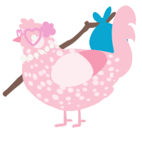 A rose chicken with a speckle pattern
